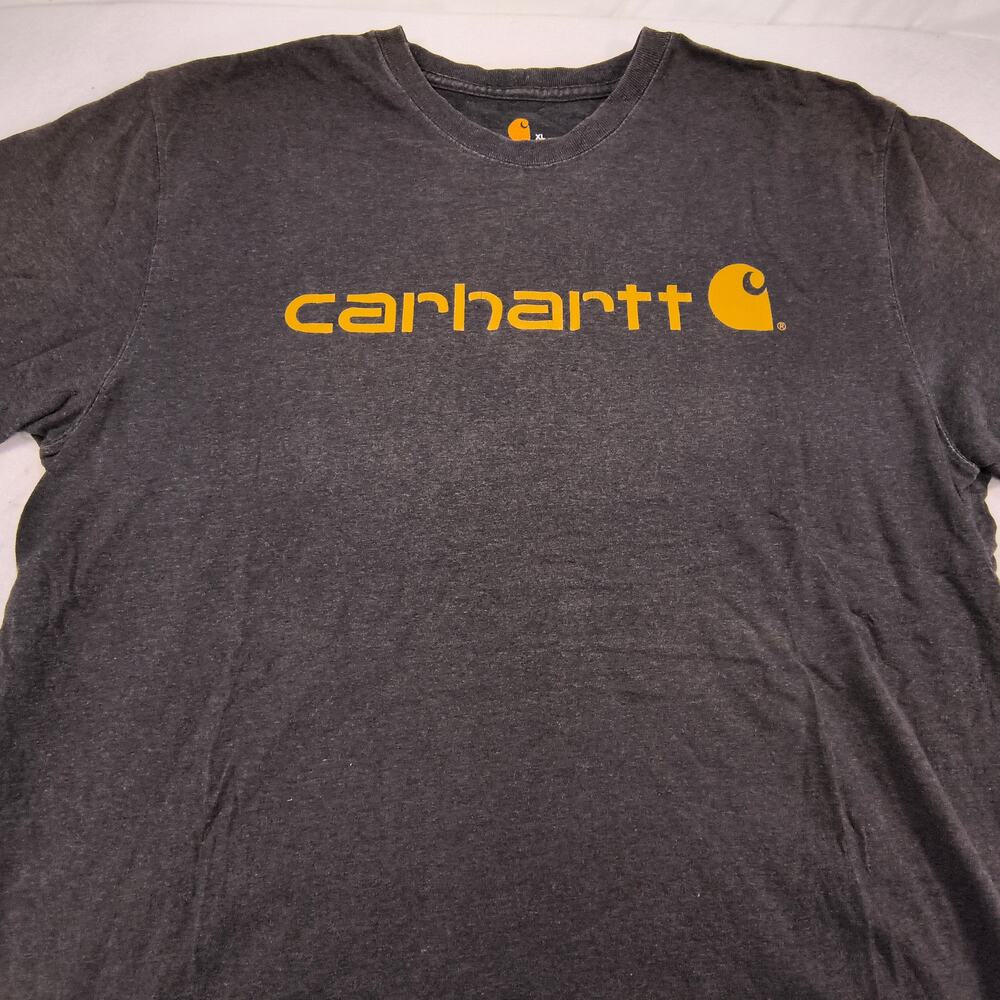 Carhartt Casual Graphic Crew Neck Short Sleeve T Shirt Mens Size XL Gray Orange